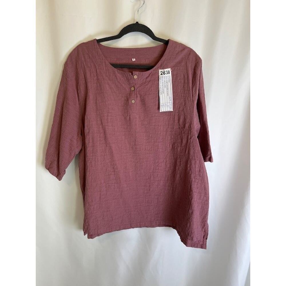 Women's XXL Pink Linen/Cotton 3/4 Sleeve Blouse Top - Picture 2 of 9